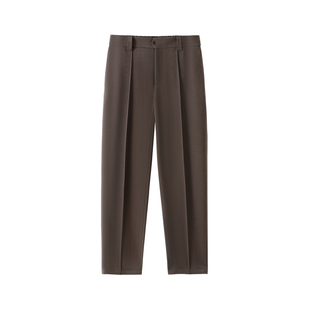 THESSNCE 微肌理醋酸羊毛混纺纤维素 橡筋腰锥形中缝休闲西裤男