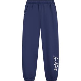 李宁小女孩加绒裤子冬季女童装中大童青少年宽松运动长裤舞蹈卫裤