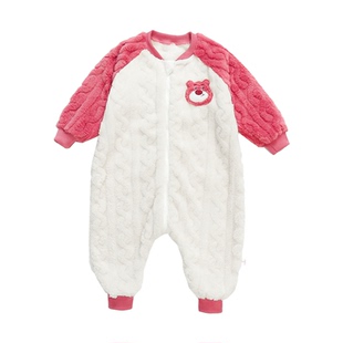 儿童睡袋秋冬款法兰绒加绒加厚婴儿宝宝防踢被珊瑚绒女童连体睡衣