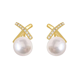 珍氏珠宝天然淡水珍珠耳钉女 正圆强光赛澳白超美X款耳饰送闺蜜