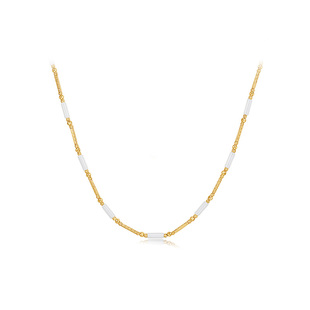 FENS珠宝 18K金项链女记忆奏鸣曲白瓷管珠锁骨链叠戴