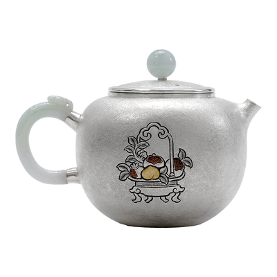 纯银999纯手工一张打银壶泡茶壶