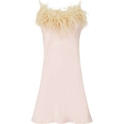 【38焕新周】SLEEPER女士羽毛边饰缎布迷你连衣裙
