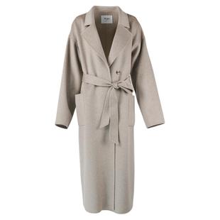 AS DALIO设计师款钻石级小山羊绒宽松驼色廓形大衣女系带长款外套