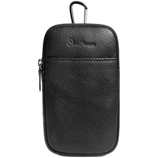 新款男士穿皮带手机腰包迷你真皮男包手机包男休闲牛皮户外小背包