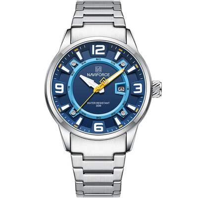naviforce新款男士钢带石英表公考考试可戴青少年简约风手表男表