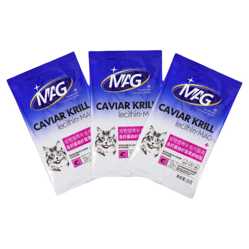 MAG U+系列鱼籽酱磷虾蛋黄卵磷脂宠物猫用鱼油软磷脂美毛20g*3