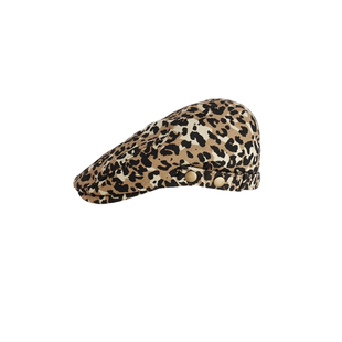 美式复古豹纹前进帽女2025新款y2k鸭舌贝雷帽大头围显脸小报童帽