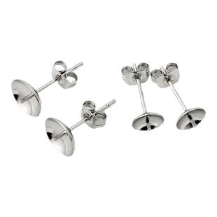 保色包金白金碗托耳钉送耳堵铜镀真金十字碗针送耳堵diy耳环配件