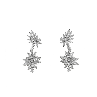 FRIDAY JEWELRY锆石轻奢精致满钻气质百搭设计师造型耳饰耳环银针