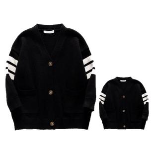 高端亲子装一家三口开衫外套春秋款毛织针织开衫母子装一家四口装