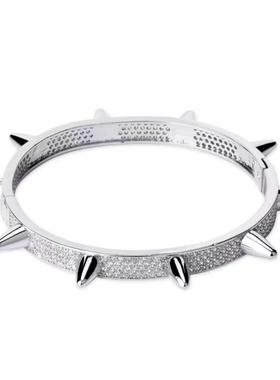 Mr.Bling朋克半钻铆钉镶钻手镯