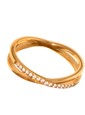 法式风潮交叉镶钻戒指女时尚小众设计高级感精致ins冷淡风食指戒