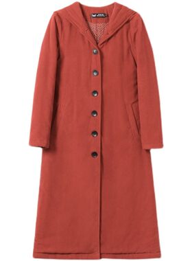 2023冬款棉衣复古全棉灯芯绒显瘦棉服女装纯色连帽保暖单排扣长款