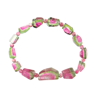 碧玺手串亲宝水晶冰种西瓜碧玺手链戒指原矿单圈女饰品礼物