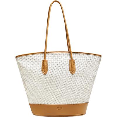 百思图编织大容量托特包