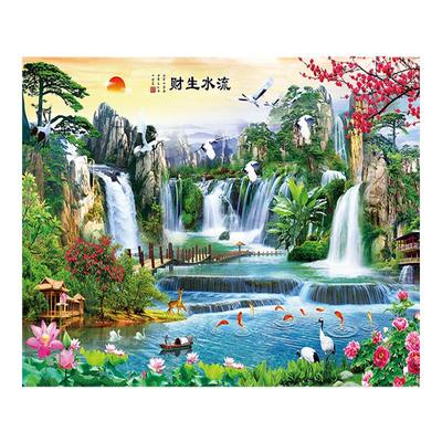 客厅山水风景画背景墙3d立体壁画