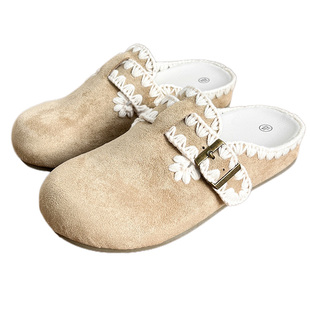 卷毛高一脚蹬百搭勃肯鞋软厚底包头半拖鞋外穿2026春夏女鞋休闲鞋