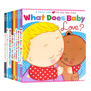 Karen Katz翻翻书8册英文原版绘本 卡凯伦卡茨 Where Is Baby's Birthday Cake宝宝的生日蛋糕在哪里童早教英语启蒙认知图画纸板书