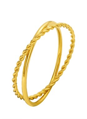 冷淡风简约麻花素圈交叉双环戒指女小众设计森系文艺不掉色对戒