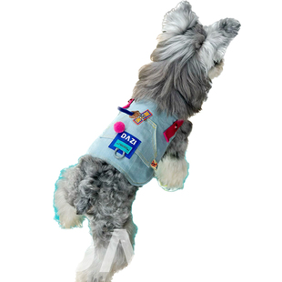 大子原创宠物狗四季时尚牛仔背带可牵引便捷出行衣服雪纳瑞泰迪