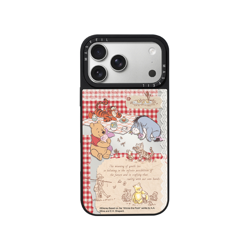 MASFEIL× 野餐维尼适用iPhone17Promax手机壳新款ip15磁吸带支架苹果16Pro套Jo5镜面迪士尼的13pm全包14可爱