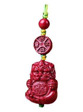 高含量天然紫砂真朱砂彩绘手绘招财貔貅手机挂钥匙挂配件百搭款