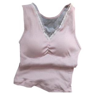 尚尼秀7231冬季螺纹双层加绒带胸垫打底修身保暖内衣7505内搭背心