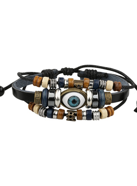 多层拼接纺织皮绳手链