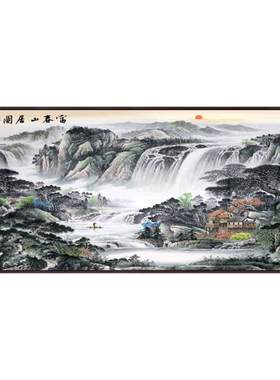富春山居图十字绣客厅山水画风景