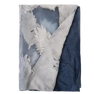 剪花工艺围巾女春秋季韩版欧根纱树叶拼接长款丝巾纱巾披肩两用