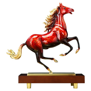 马到成功铜马摆件大漆工艺办公室桌面装饰送领导高档公司开业礼物