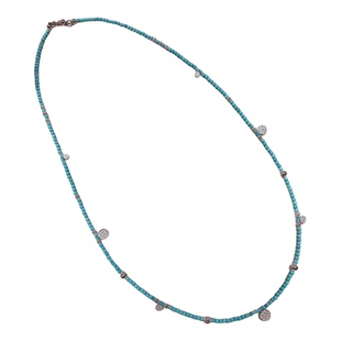 原创设计天然蓝绿松石INS风叠带小众气质百搭项链毛衣链轻奢银坠