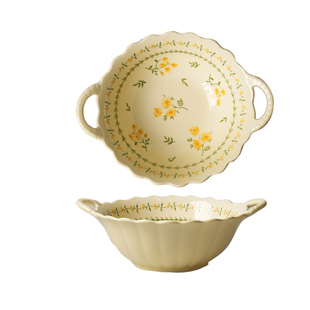 舍里法式田园风釉下彩碗盘餐具特别好看的陶瓷米饭碗吃饭碗菜盘子