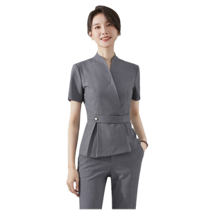 诗璐雅夏季短袖西装套装女职业正装酒店前台销售工装女经理工作服