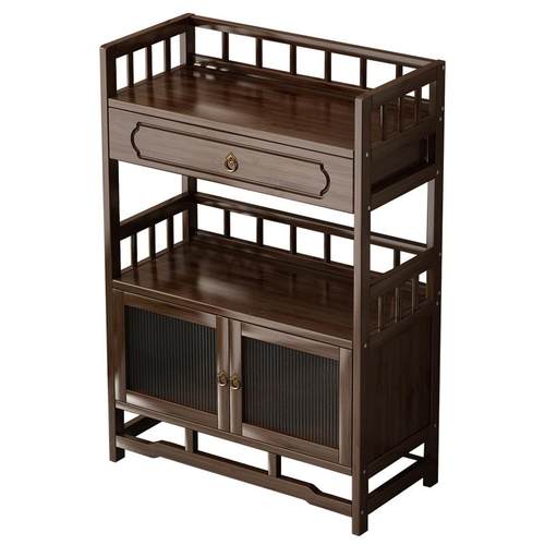 博古架实木新中式办公室茶柜小型多功能茶叶茶杯摆放架茶壶收纳架