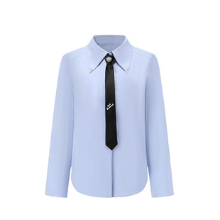 【春秋新品】4MILE BY KSMILE 闪钻领带衬衫知识分子学院风衬衣