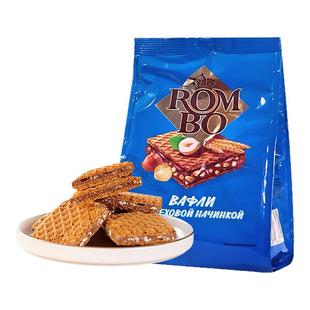 俄罗斯进口KDV巧克力酱榛子夹心威化饼干纯可可办公休闲网红零食