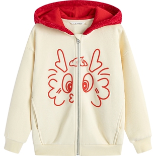 播broadcute童装连帽卫衣卡通宽松短款男女童套头上衣KEQ4W613