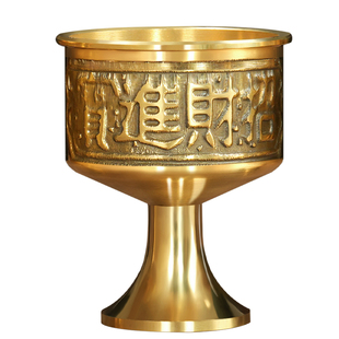 纯黄铜小酒杯招财进宝酒盅净水贡杯上供佛堂招财贡摆件家用圣水杯