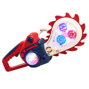 儿童电动透明齿轮发光锯星空男孩棒夜光刀剑卡通电锯投影小玩具