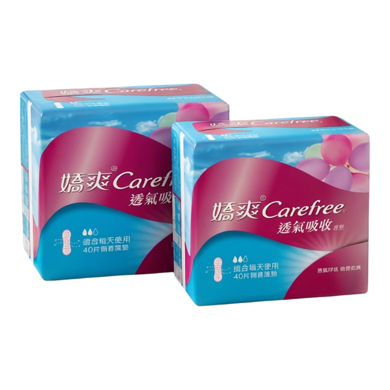 Carefree优惠孖装透气吸收无香护垫防侧漏柔软透气呼吸无香型防漏