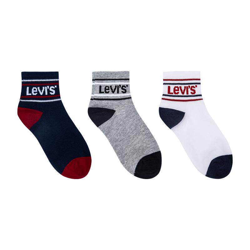 Levi's李维斯童装2025冬季新款男女童宝宝中筒袜3双装儿童长袜子