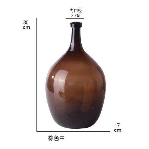 绿色大肚玻璃马醉木花瓶棕色大肚瓶鲜切水培吊钟落地轻奢北欧窄i.