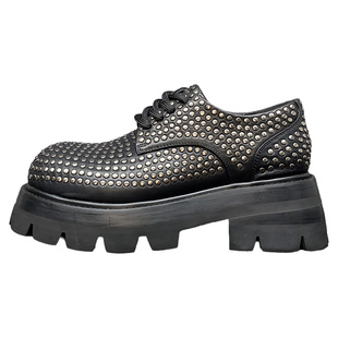 潮牌铆钉鞋男厚底增高德比鞋男鞋真皮休闲皮鞋男潮鞋轻奢高级感潮