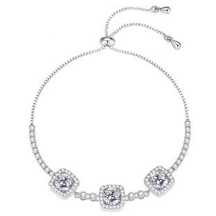 纯银莫桑石莫桑钻爆闪方糖小银手链女款2026新款女生女士生日礼物