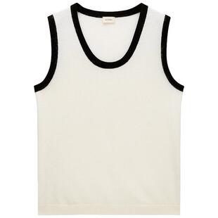 OCHIRLY欧时力 兔绒撞色毛织背心无袖马甲上衣软糯2025秋冬新