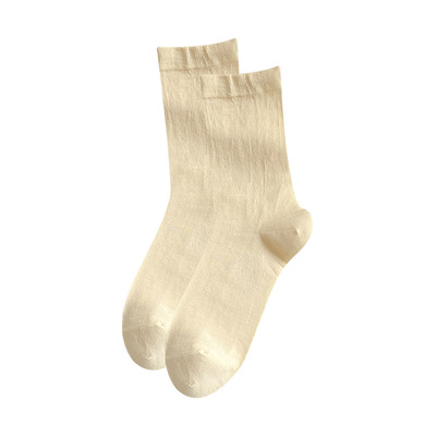 堆堆袜子女白色中筒袜ins韩系学院风卷边波点春夏薄款纯棉透气