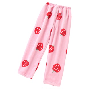 宝宝睡裤家居裤法兰绒保暖裤女童长裤打底裤秋季儿童加厚睡裤童裤