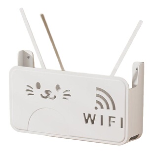 路由器收纳盒免打孔壁挂式机顶盒固定插排插座遮挡上墙wifi置物架